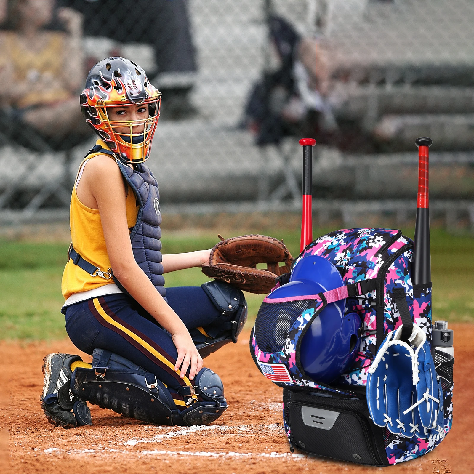Softball Equipment Bag Baseball Backpack with Shoe Compartment Softball Bag for Youth Large Capacity Sport Baseball Backpack