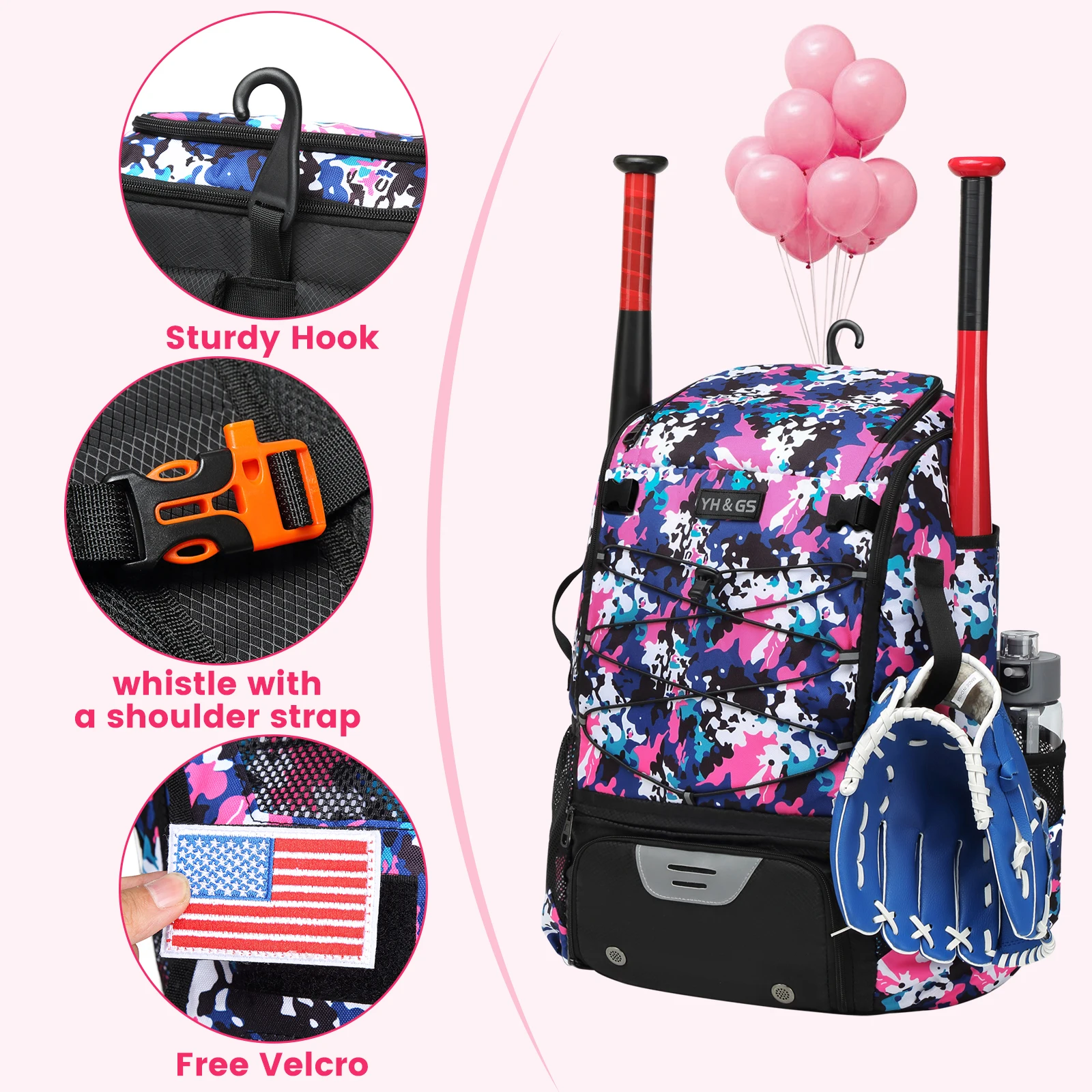 Softball Equipment Bag Baseball Backpack with Shoe Compartment Softball Bag for Youth Large Capacity Sport Baseball Backpack