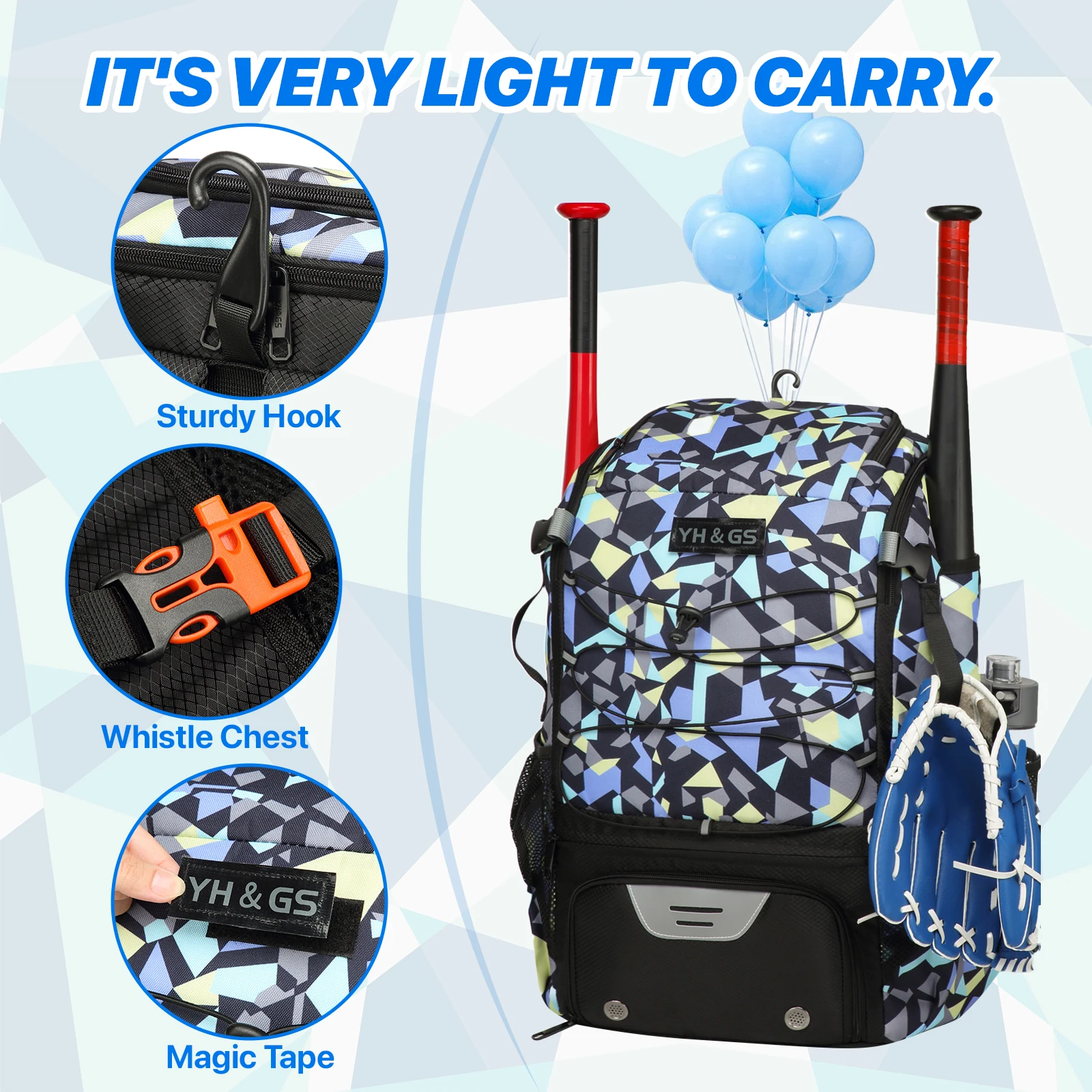 Softball Equipment Bag Baseball Backpack with Shoe Compartment Softball Bag for Youth Large Capacity Sport Baseball Backpack