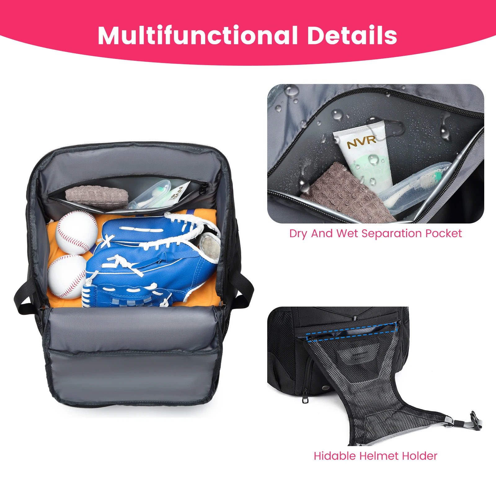 Softball Equipment Bag Baseball Backpack with Shoe Compartment Softball Bag for Youth Large Capacity Sport Baseball Backpack