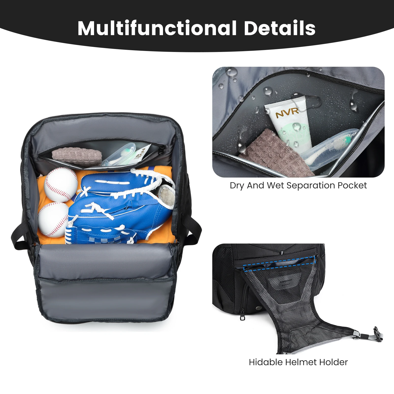Softball Equipment Bag Baseball Backpack with Shoe Compartment Softball Bag for Youth Large Capacity Sport Baseball Backpack