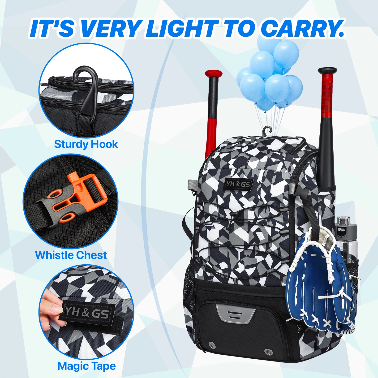 Softball Equipment Bag Baseball Backpack with Shoe Compartment Softball Bag for Youth Large Capacity Sport Baseball Backpack