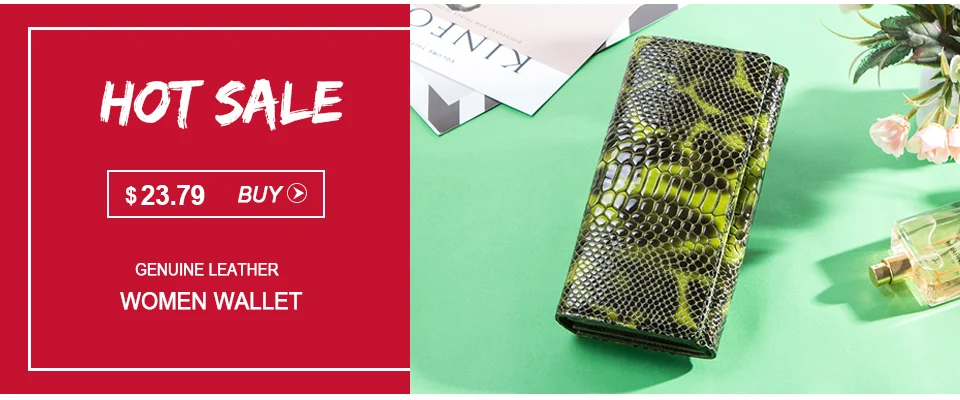 Contact's 100% Genuine Leather Wallet Green Women Small Coin Purse Mini Card Holder Wallets Mini Money Bag for Ladies Carteras