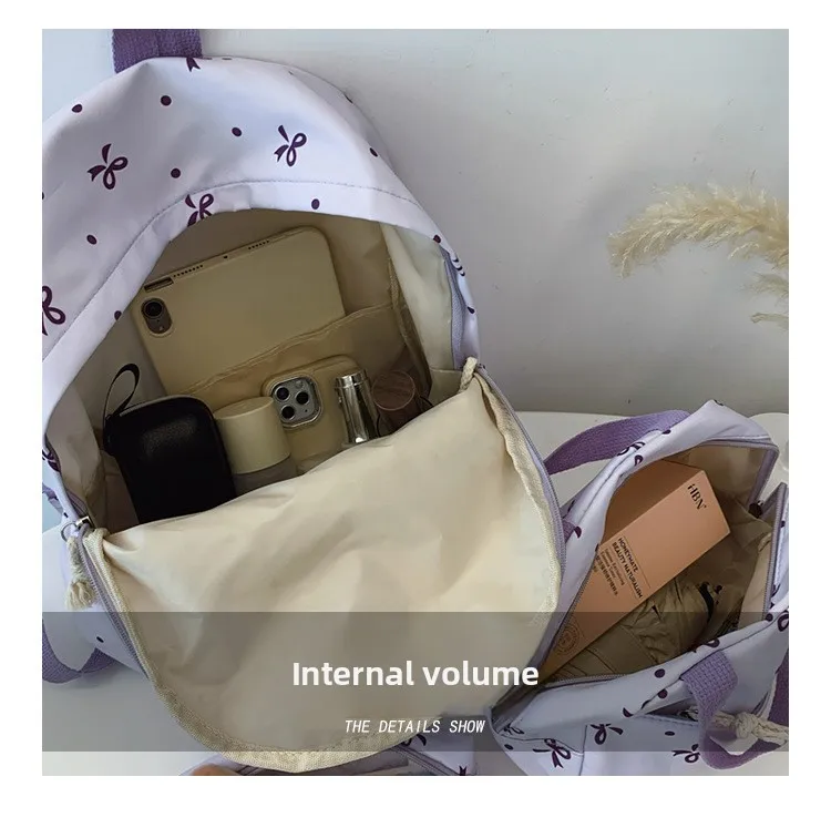 1 Set 3 in 1 Women College Student Backpack Large Capacity Casual Travel Daypack Stylish Versatile Laptop Bag for School