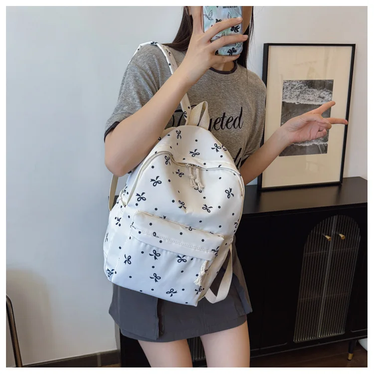 1 Set 3 in 1 Women College Student Backpack Large Capacity Casual Travel Daypack Stylish Versatile Laptop Bag for School