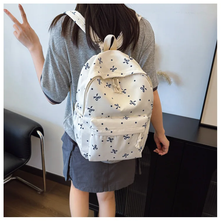 1 Set 3 in 1 Women College Student Backpack Large Capacity Casual Travel Daypack Stylish Versatile Laptop Bag for School