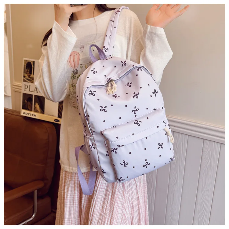 1 Set 3 in 1 Women College Student Backpack Large Capacity Casual Travel Daypack Stylish Versatile Laptop Bag for School