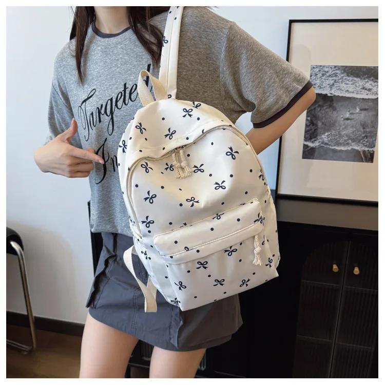 1 Set 3 in 1 Women College Student Backpack Large Capacity Casual Travel Daypack Stylish Versatile Laptop Bag for School