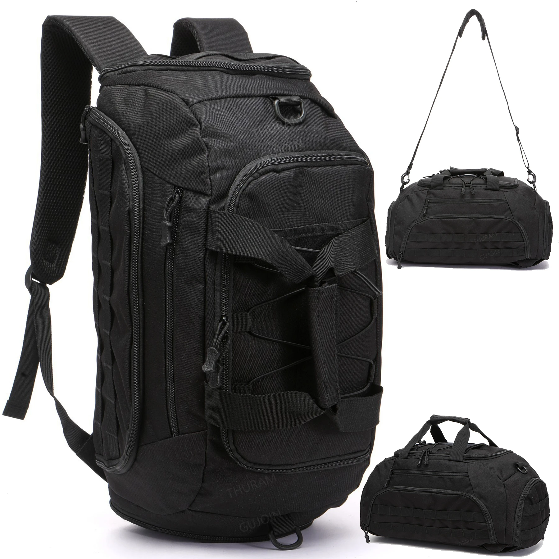 Tactical Gym Backpack with Shoe Compartment Convertible 3-in-1 Duffel Sling Bag for Men Women Weekender Overnight Travel Bag
