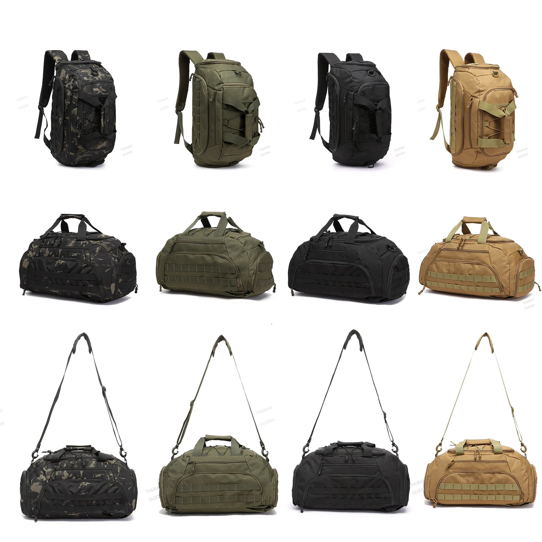 Tactical Gym Backpack with Shoe Compartment Convertible 3-in-1 Duffel Sling Bag for Men Women Weekender Overnight Travel Bag