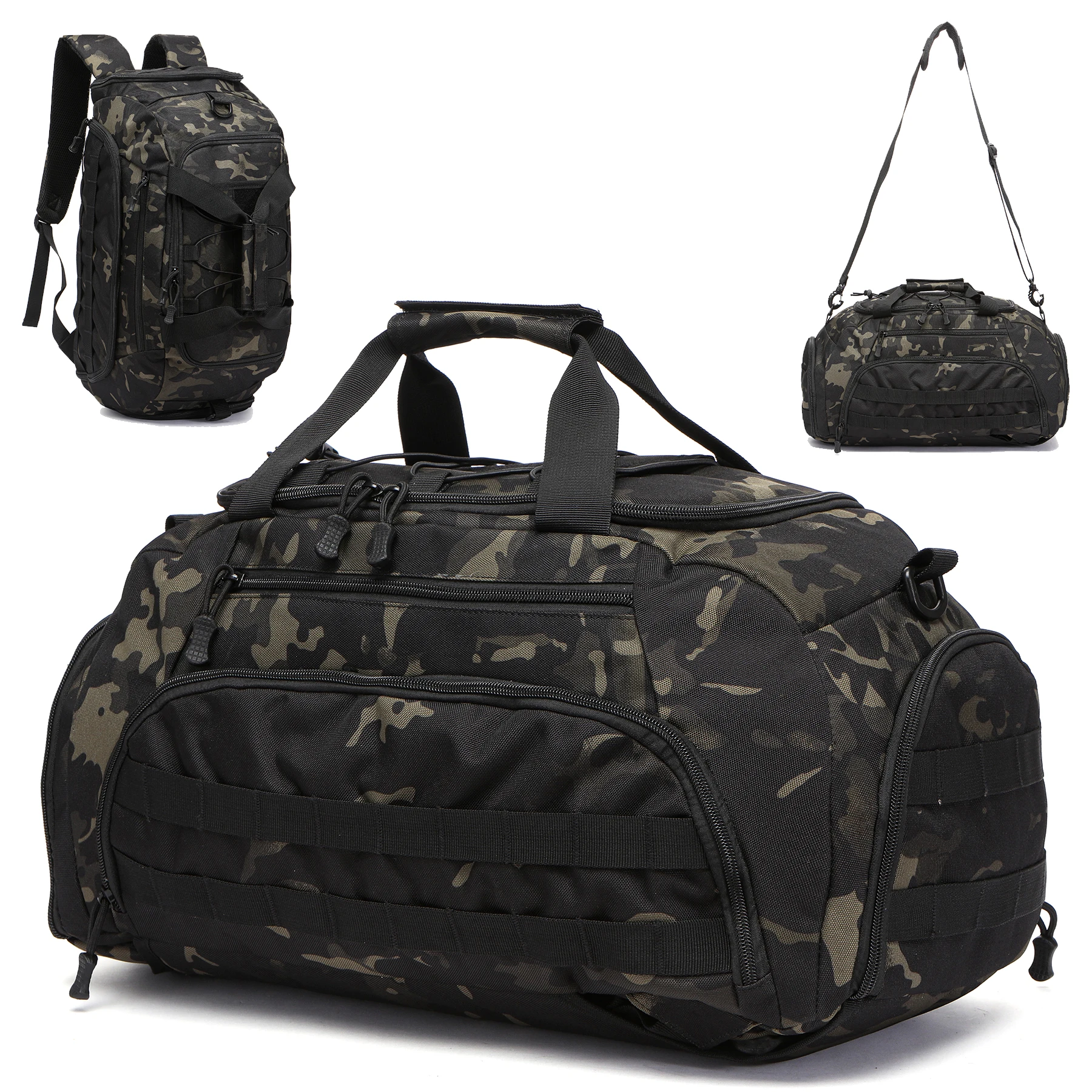 Tactical Gym Backpack with Shoe Compartment Convertible 3-in-1 Duffel Sling Bag for Men Women Weekender Overnight Travel Bag