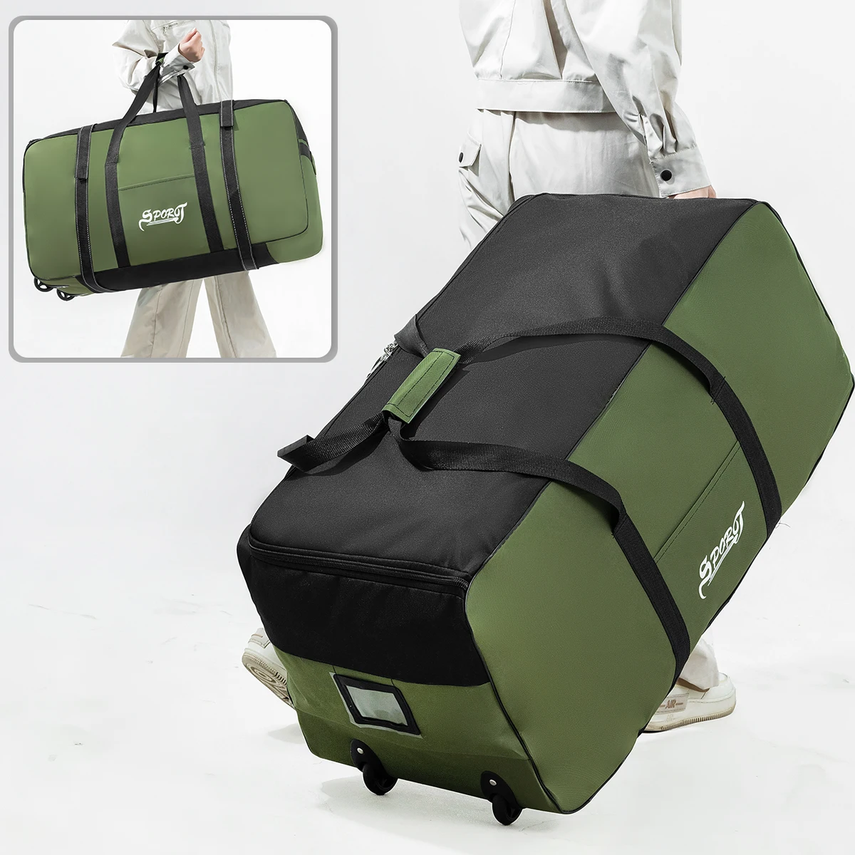 Outdoor Camping Picnic Equipment Storage Box, Tent Supplies Storage Box with Wheels, Large-Capacity Oversized Travel Bag