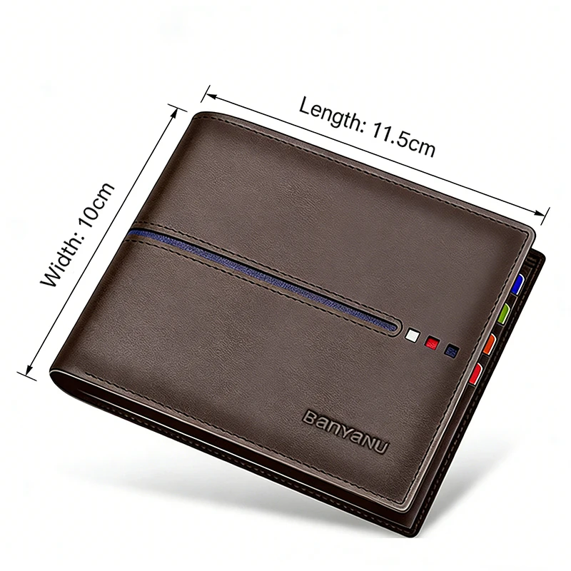New 2026 Men's Short Wallet Genuine Leather First Layer Cowhide Rfid Blocking Slim Thin Minimalist Purse