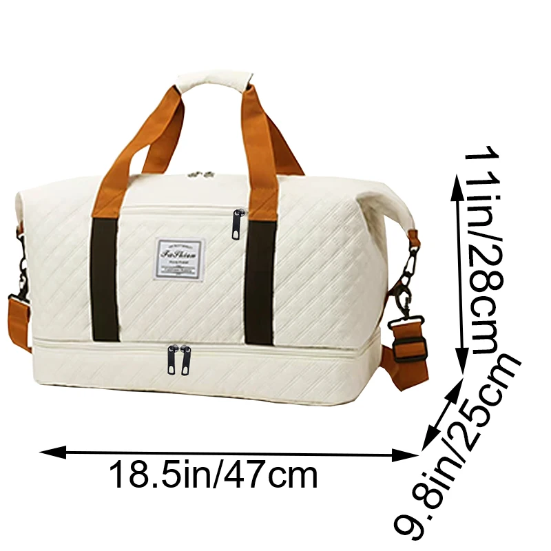 Convenient Shoe Pocket Motorbike Travel Bag Quilted Fabric, Lightweight Carry-on Duffle for Outdoor Weekend Short Trips
