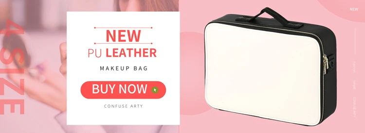 New PU Leather Cosmetic Bag For Women Multi-Functional Portable Travel Storage Makeup Case