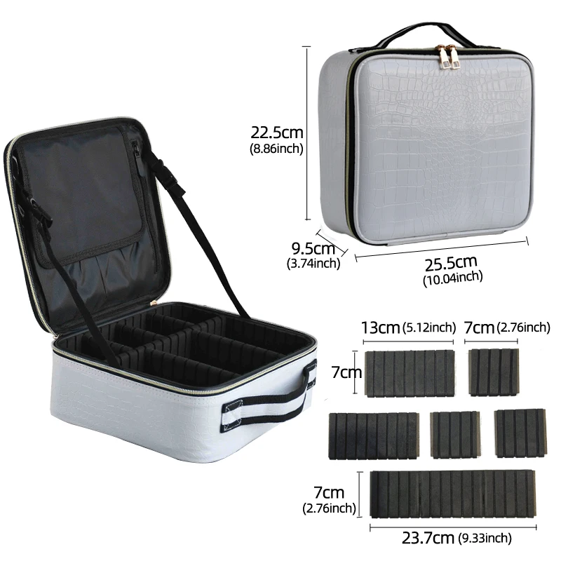 New PU Leather Cosmetic Bag For Women Multi-Functional Portable Travel Storage Makeup Case