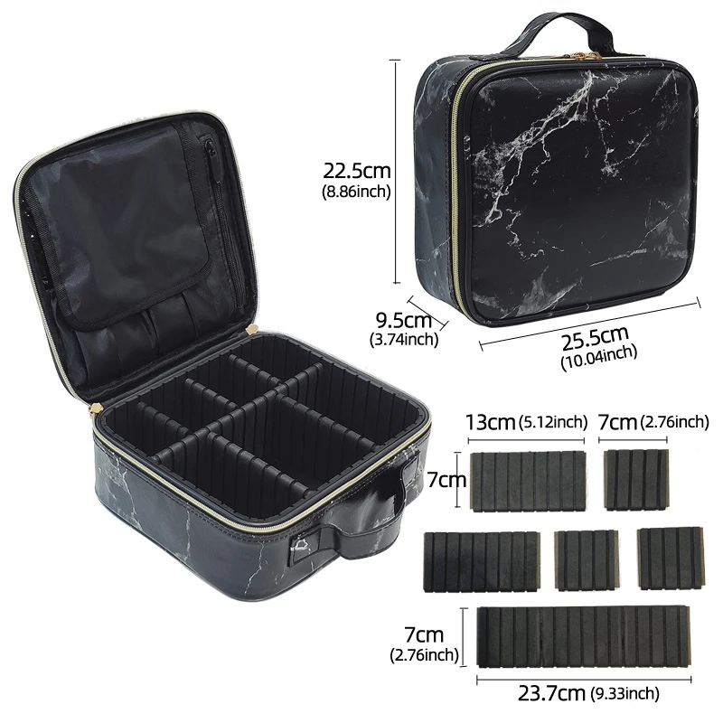 New PU Leather Cosmetic Bag For Women Multi-Functional Portable Travel Storage Makeup Case