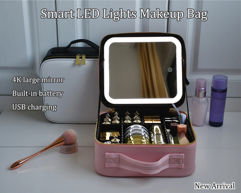 New PU Leather Cosmetic Bag For Women Multi-Functional Portable Travel Storage Makeup Case