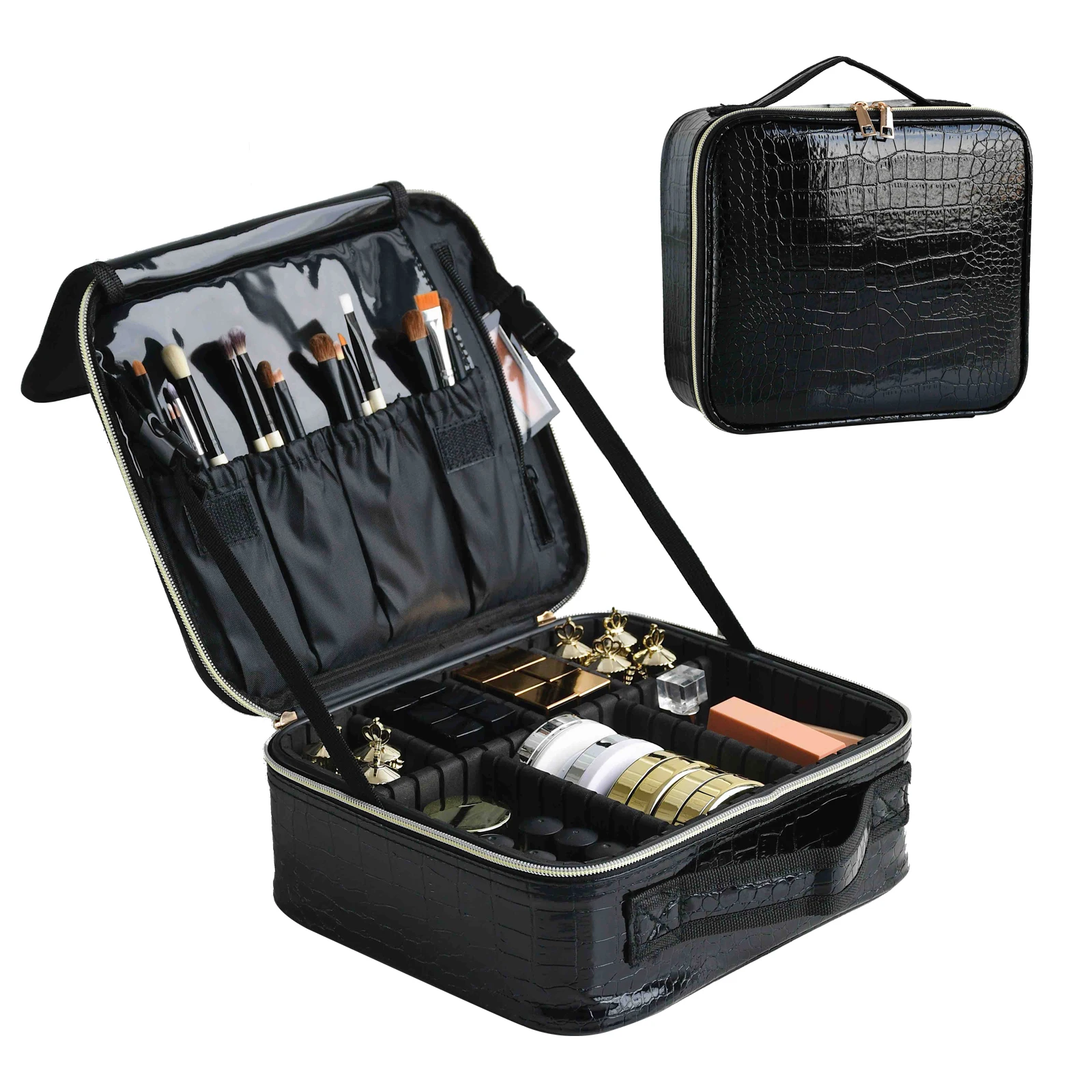 New PU Leather Cosmetic Bag For Women Multi-Functional Portable Travel Storage Makeup Case