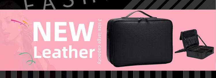New PU Leather Cosmetic Bag For Women Multi-Functional Portable Travel Storage Makeup Case
