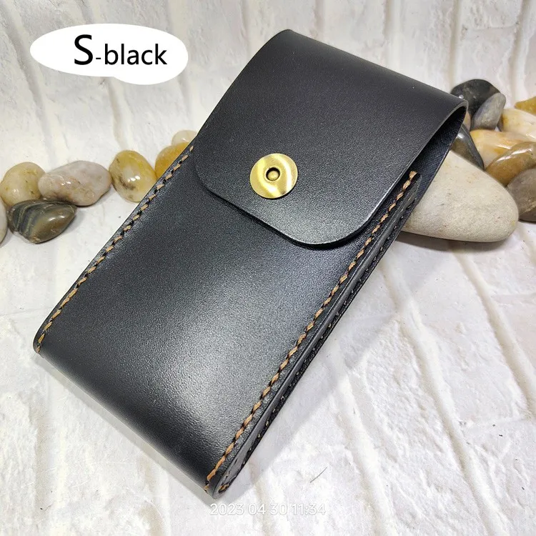 Universal Mobile Phone Waist Bag Belt Pack Hand-made Leather Sheath Phone holster for Men Iphone Huawei OPPO PD