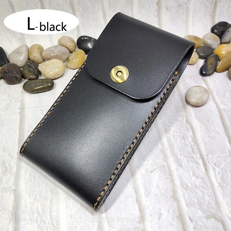 Universal Mobile Phone Waist Bag Belt Pack Hand-made Leather Sheath Phone holster for Men Iphone Huawei OPPO PD