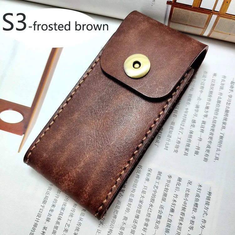 Universal Mobile Phone Waist Bag Belt Pack Hand-made Leather Sheath Phone holster for Men Iphone Huawei OPPO PD