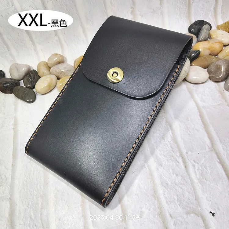 Universal Mobile Phone Waist Bag Belt Pack Hand-made Leather Sheath Phone holster for Men Iphone Huawei OPPO PD