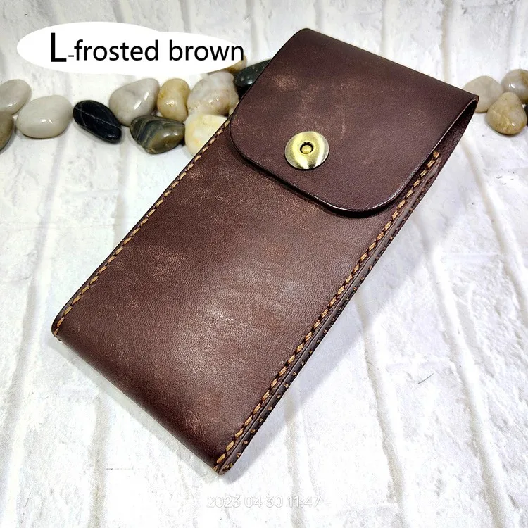 Universal Mobile Phone Waist Bag Belt Pack Hand-made Leather Sheath Phone holster for Men Iphone Huawei OPPO PD