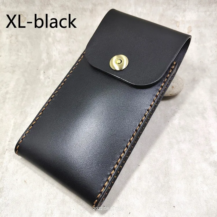 Universal Mobile Phone Waist Bag Belt Pack Hand-made Leather Sheath Phone holster for Men Iphone Huawei OPPO PD
