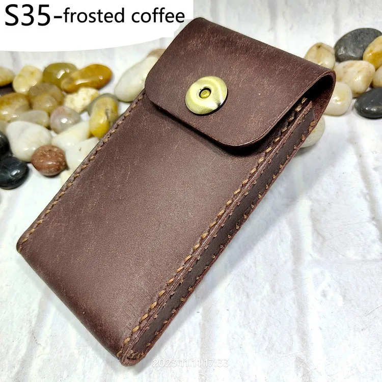 Universal Mobile Phone Waist Bag Belt Pack Hand-made Leather Sheath Phone holster for Men Iphone Huawei OPPO PD
