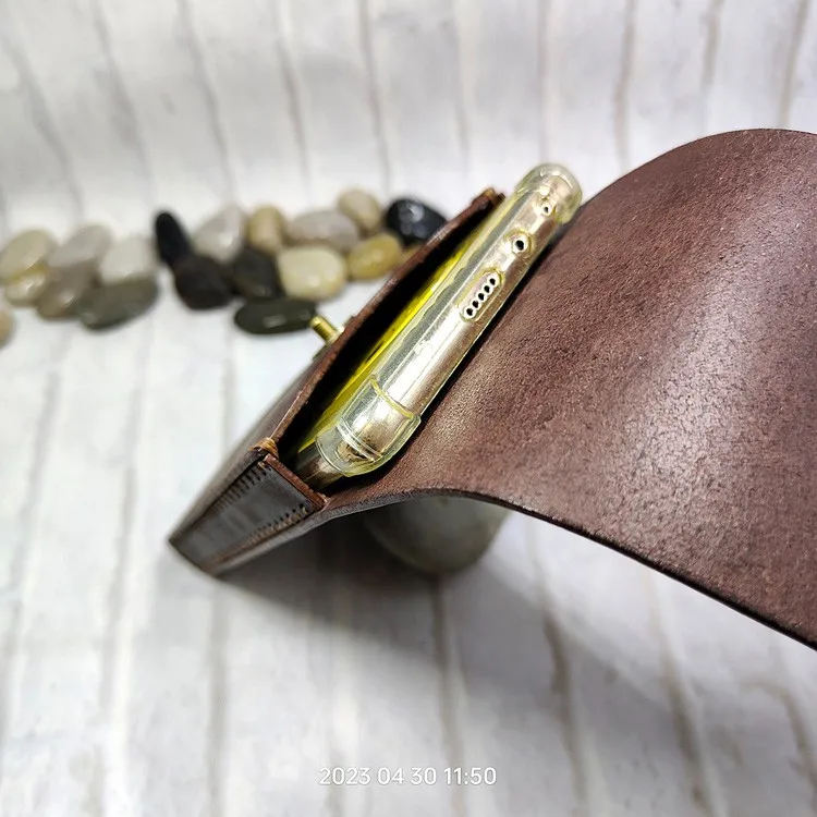 Universal Mobile Phone Waist Bag Belt Pack Hand-made Leather Sheath Phone holster for Men Iphone Huawei OPPO PD