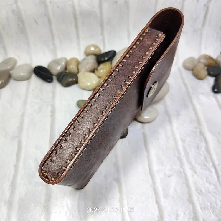 Universal Mobile Phone Waist Bag Belt Pack Hand-made Leather Sheath Phone holster for Men Iphone Huawei OPPO PD