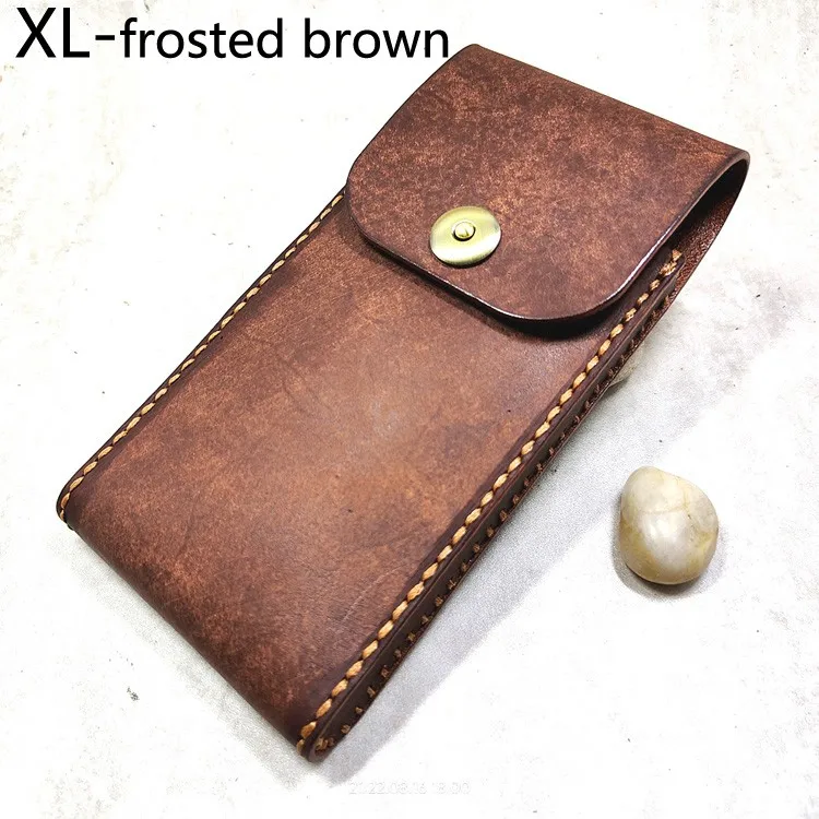 Universal Mobile Phone Waist Bag Belt Pack Hand-made Leather Sheath Phone holster for Men Iphone Huawei OPPO PD