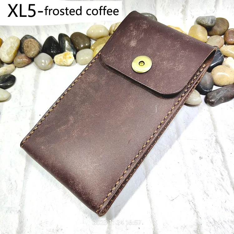 Universal Mobile Phone Waist Bag Belt Pack Hand-made Leather Sheath Phone holster for Men Iphone Huawei OPPO PD