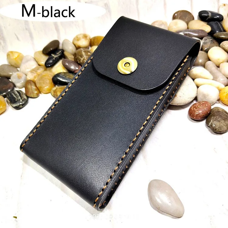 Universal Mobile Phone Waist Bag Belt Pack Hand-made Leather Sheath Phone holster for Men Iphone Huawei OPPO PD