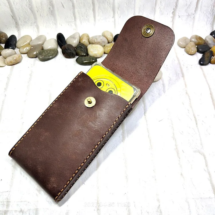 Universal Mobile Phone Waist Bag Belt Pack Hand-made Leather Sheath Phone holster for Men Iphone Huawei OPPO PD