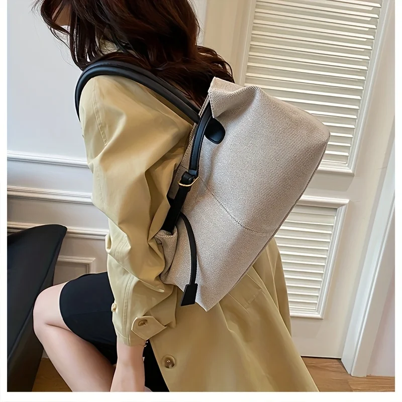 Retro Large Capacity Shoulder Tote Bag for Women Durable Material Travel Commuter Handbag Suitable for Fitness Swimming Shopping