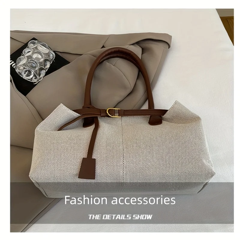 Retro Large Capacity Shoulder Tote Bag for Women Durable Material Travel Commuter Handbag Suitable for Fitness Swimming Shopping