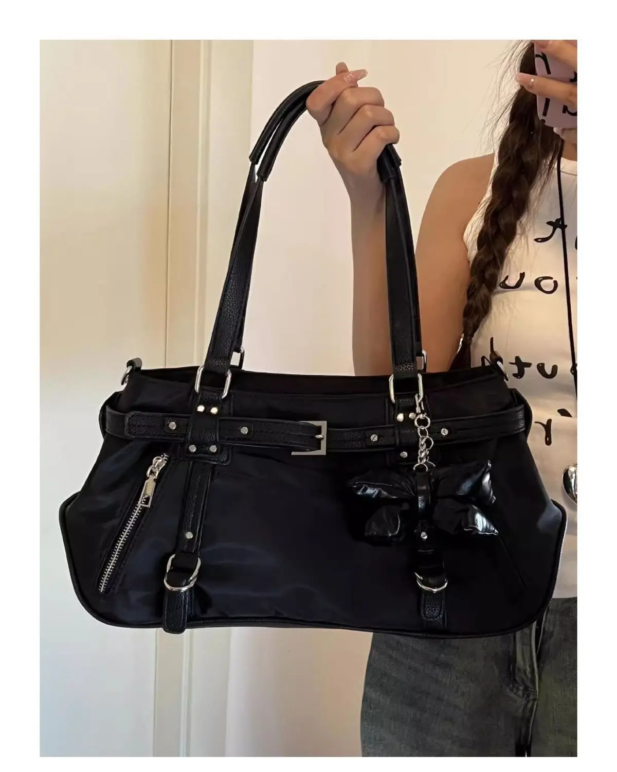 Korean Cute Harajuku Style Y2k Large Capacity Handbag Shoulder Bags Nylon Waterproof Cloth Commuter Storage Bags Women's Bag