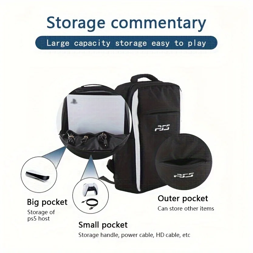 Travel Backpack For PS5 Console, Accessories, Protective Carrying Case Storage Bag Compatible With Sony PS5 Console