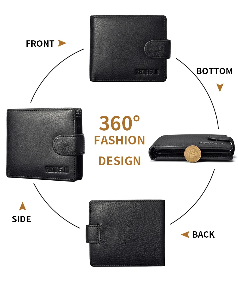 Genuine Leather Men's Wallet Classic Style Short Multi-Card Wallet Coin Pocket Wallet High-End Minimalist Wallet for Men