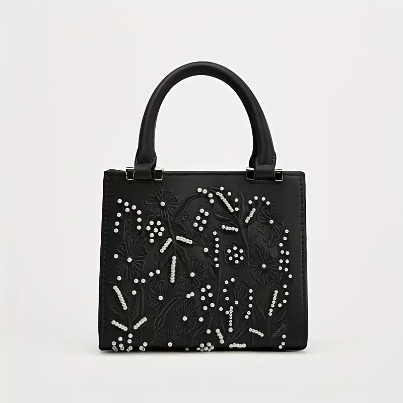 Elegant Soft Pearl Embroidery Fashion Handbag Silk Cheongsam Evening Clutch Chain Shoulder Bag Urban Minimalist Style Tote Chic