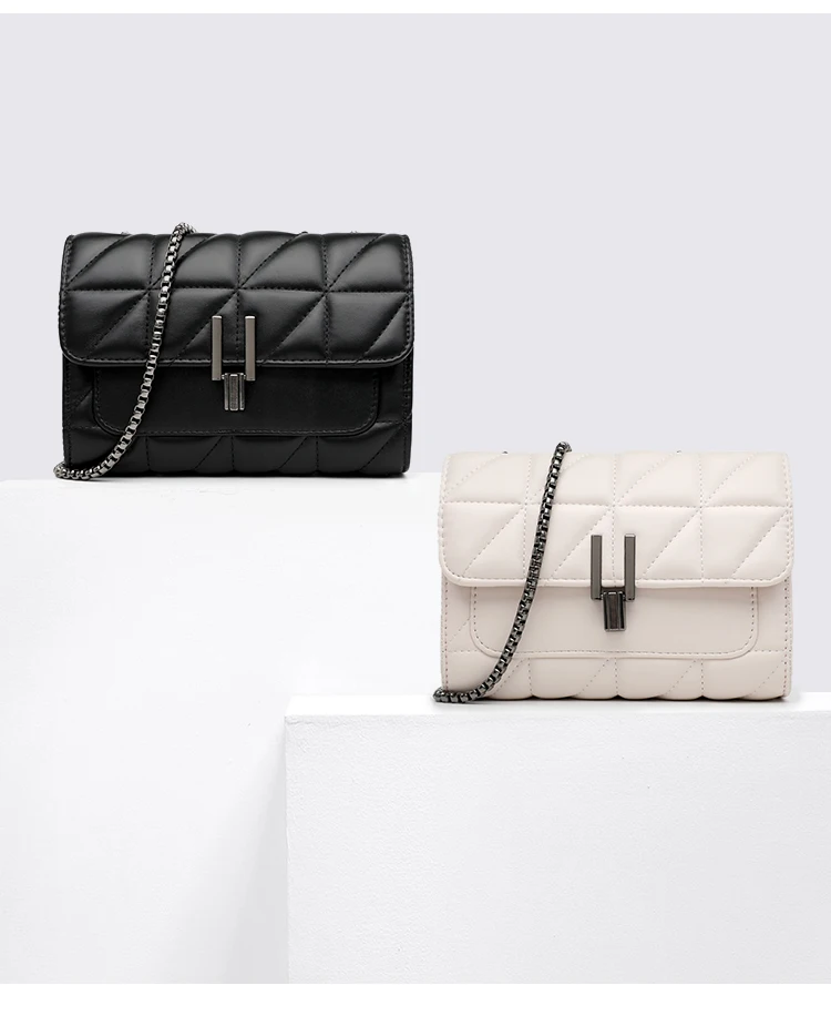 Black Luxury Handbags And Purse Women PU Leather Messenger Shoulder Bag Plaid Female Crossbody Bag Tassel Quilted Brand
