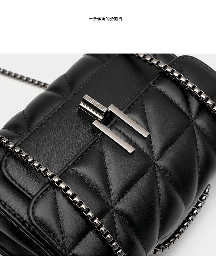Black Luxury Handbags And Purse Women PU Leather Messenger Shoulder Bag Plaid Female Crossbody Bag Tassel Quilted Brand