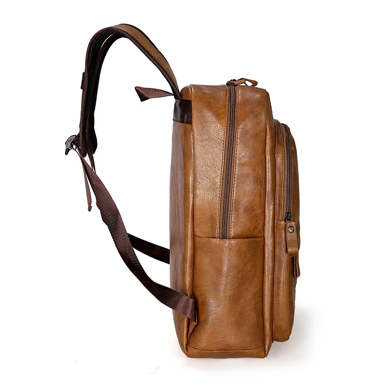 Men Backpack PU Leather Bagpack Large Laptop Backpacks Male Mochilas Casual Schoolbag For Teenagers Boys High Quality Rucksack