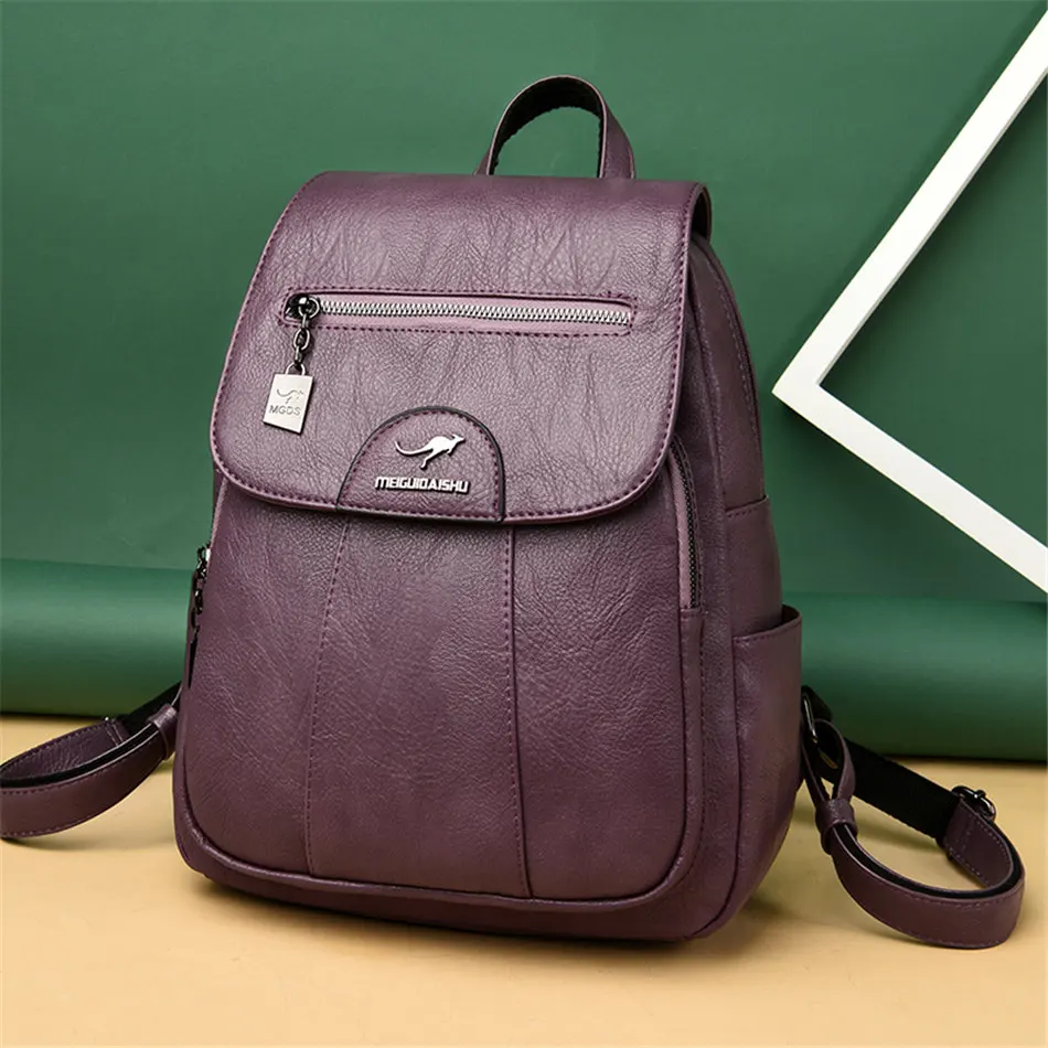 2024 New Women Leather Backpacks High Quality Female Vintage Backpack For Girls School Bag Travel Bagpack Ladies Back Pack