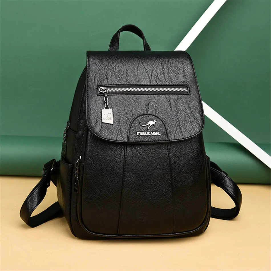 2024 New Women Leather Backpacks High Quality Female Vintage Backpack For Girls School Bag Travel Bagpack Ladies Back Pack