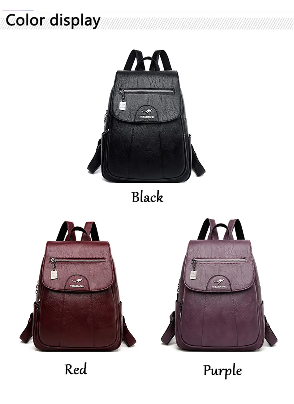 2024 New Women Leather Backpacks High Quality Female Vintage Backpack For Girls School Bag Travel Bagpack Ladies Back Pack