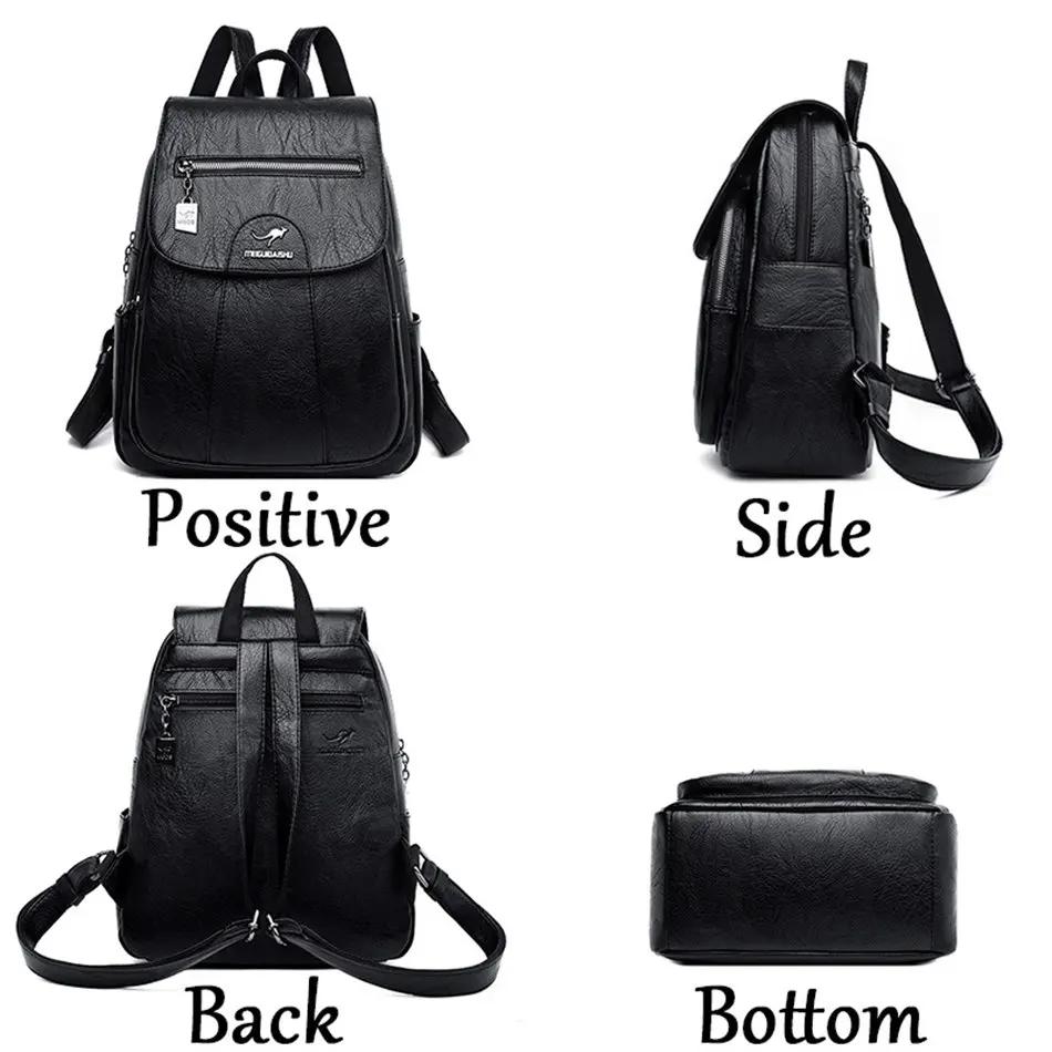 2024 New Women Leather Backpacks High Quality Female Vintage Backpack For Girls School Bag Travel Bagpack Ladies Back Pack